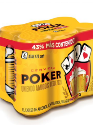 Six Pack Cerveza Poker Laton– 473ml